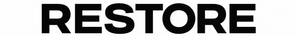 The word 'RESTORE' is shown in large, bold black uppercase letters centered on a plain white background.